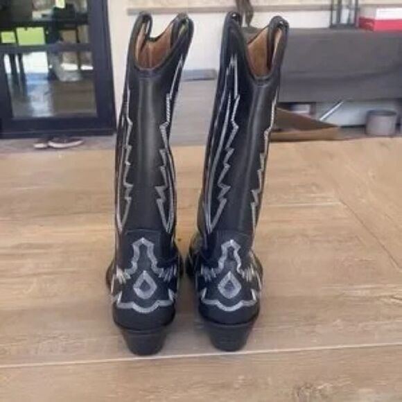 New Free People Toral Cross Your Heart Western Boot Black Leather White US 8 - Picture 12 of 14